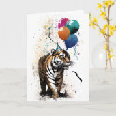 Tiger Celebration Grußkarte Karte (Gelbe Blume)