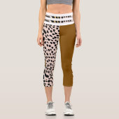Tiger Cheetah Muster Druckpunkte schwarz braun Capri Leggings (Vorderseite)
