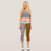Tiger Cheetah Muster Druckpunkte schwarz braun Capri Leggings (Vorderseite)
