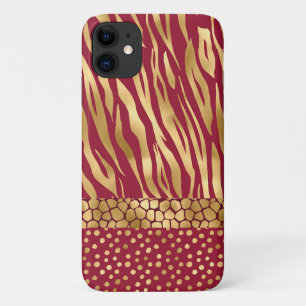 Tiger Chic Burgundy Gold Chic Stilvoll Case-Mate iPhone Hülle