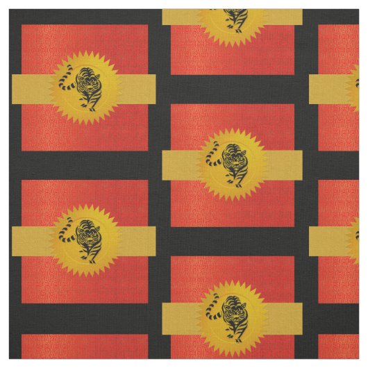Tiger Chinese Zodiac | Rot, Gold und Schwarz Stoff (Muster)