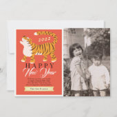 Tiger Chinesisch Neues Jahr 2022 Rote Weihnachtsfo Einladung (Vorderseite)