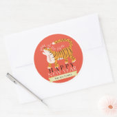 Tiger Chinesisch Neues Jahr 2022 Roter Urlaub Runder Aufkleber (Umschlag)