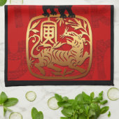 Tiger Chinesischer Zoll Neujahr Zodiac Birthday KT Geschirrtuch (Gefaltet)