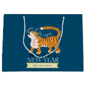 Tiger Chinesisches Neujahr 2022 Navy Holiday Große Geschenktüte (Vorderseite)