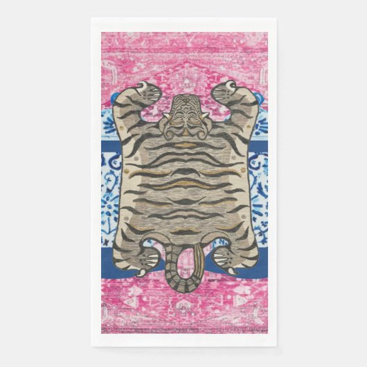 Tiger Chinoiserie Ginger Jar Jarons Papier Serviette (Vorderseite)