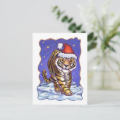 Tiger Christmas Feiertagspostkarte (Stehend Vorderseite)