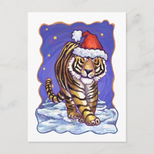 Tiger Christmas Feiertagspostkarte (Vorderseite)