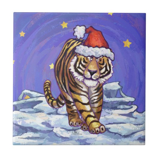 Tiger Christmas Fliese (Vorderseite)
