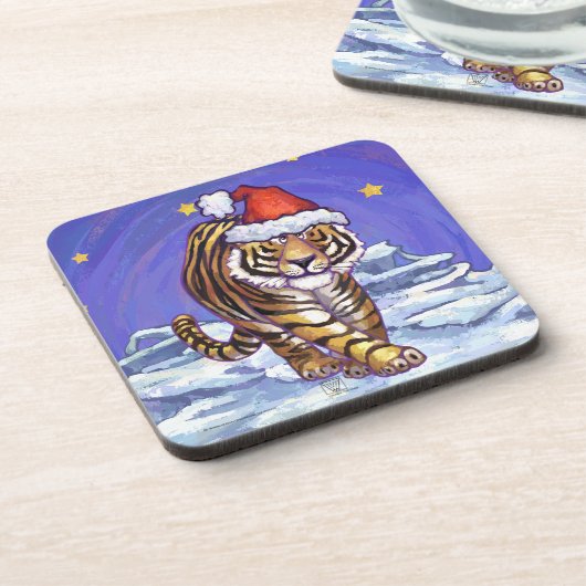Tiger Christmas Getränkeuntersetzer (Linke Seite)