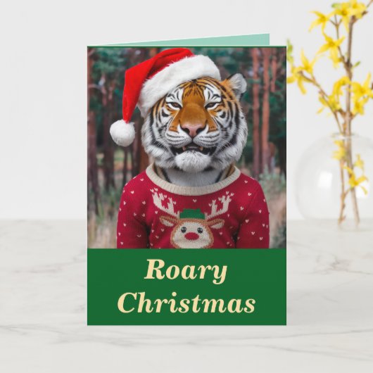 Tiger Christmas Karte (Gelbe Blume)