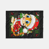 Tiger Christmas Lights Santa Costume Ugly Xmas Swe Fleecedecke (Vorderseite (Horizontal))