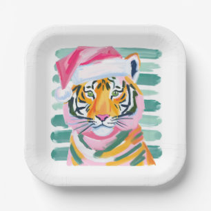 Tiger Christmas Party Auburn-Teller Pappteller
