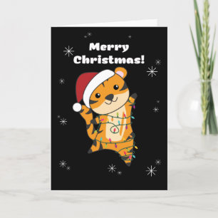Tiger Christmas Snow Winter Animals Tiger Adult Cl Feiertagskarte
