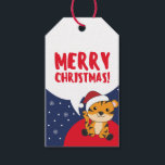 Tiger Christmas Snow Winter Animals Tiger Gift Tag Geschenkanhänger<br><div class="desc">The tiger for Christmas with fairy lights. Funny animals with gifts and snow to the holidays. Also funny for Christmas in July. Tigers are sweet animals and perfect for Christmas.</div>