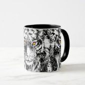 Tiger Coffee Tasse | Tiger Black and White Tasse (VorderseiteRechts)