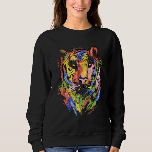 Tiger colourful animal art animal lovers tiger_1 sweatshirt (Vorderseite)