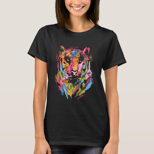 Tiger Colourful Art Animal Lover Animal T-Shirt (Vorderseite)