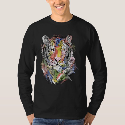 Tiger Colourful Art Animal Lovers T-Shirt (Vorderseite)