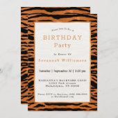 Tiger Copper Animal Print Birthday Einladung (Vorne/Hinten)