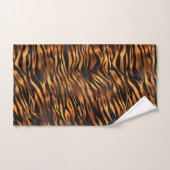 Tiger Copper Black Animal Print Badhandtuch Set (Handtuch)