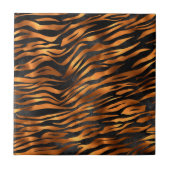 Tiger Copper Black Animal Print Fliese (Vorderseite)