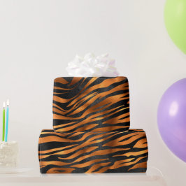 Tiger Copper Black Animal Print Geschenkpapier