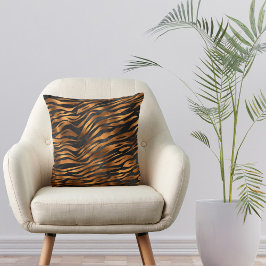 Tiger Copper Black Animal Print Kissen
