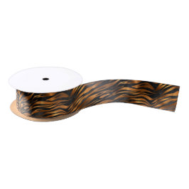 Tiger Copper Black Animal Print Satinband