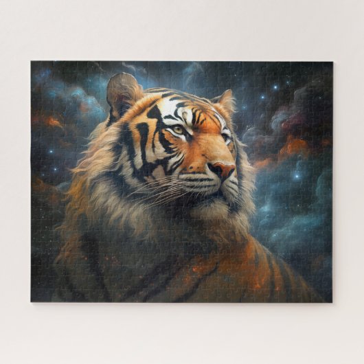 Tiger Cosmic Space Surreal Fantasy Art Puzzle (Horizontal)