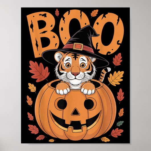Tiger Costume On Pumpkin Halloween Tiger Poster (Vorne)