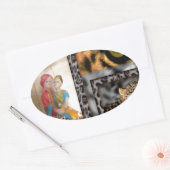 Tiger & Couple Art Print Ovaler Aufkleber (Umschlag)