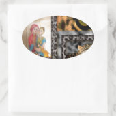 Tiger & Couple Art Print Ovaler Aufkleber (Tasche)