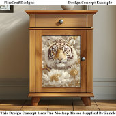 Tiger, Cream Ivoro Gold Blume CX5 Decoupage Seidenpapier
