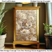Tiger, Cream Ivoro Gold Blume CX5 Decoupage Seidenpapier
