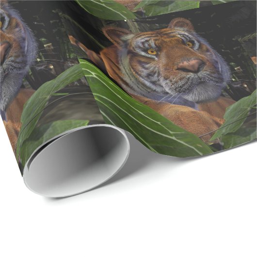 Tiger Crouching im Dschungel Geschenkpapier (Rolleneckpunkt)