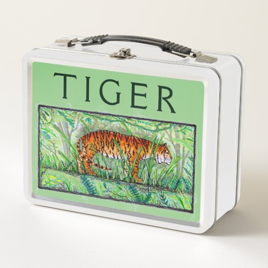Tiger Crouching im Dschungel Metall Brotdose (Vorderseite)