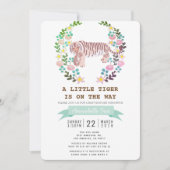 Tiger Cub Blumenstrauß Kinderdusche Einladung (Vorderseite)