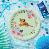 Tiger Cub Floral Baby Dusche Pappteller (Party)