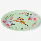 Tiger Cub Floral Baby Dusche Pappteller (Schrägansicht)