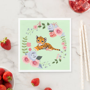 Tiger Cub Floral Baby Dusche Serviette