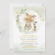 Tiger Cub Greenery Moon Twinkle Stars Babydusche