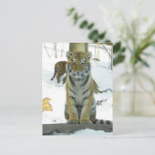 Tiger Cub in Snow Portrait Postkarte (Stehend Vorderseite)