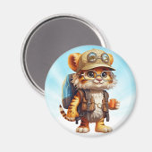 Tiger Cub mit Rucksack und Kaffee Magnet (Vorderseite/Rückseite)