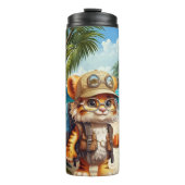 Tiger Cub mit Rucksack und Kaffee Thermosbecher (Vorderseite)