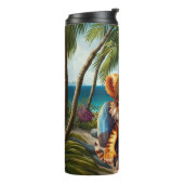 Tiger Cub mit Rucksack und Kaffee Thermosbecher (Nach links gedreht)