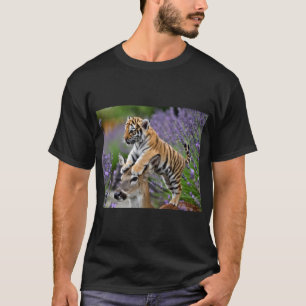 Tiger Cub on Deer's Head - Whimsical Wildlife T-Shirt