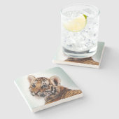 Tiger Cub Steinuntersetzer (Seitenansicht)