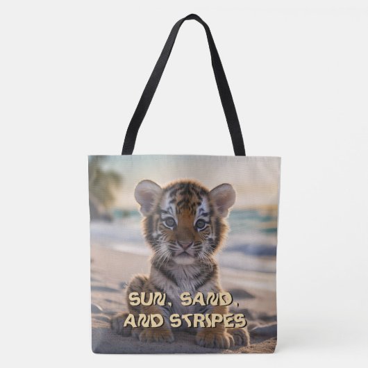 Tiger Cub "SUN, SAND AND STRIPES" Beach Tasche (Vorderseite)