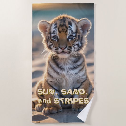 Tiger Cub "SUN, SAND UND STREIFEN" Strandtuch (Vorderseite)